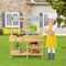 Natural Blue Yellow Kids Outdoor Play Kitchen Fir Wood With Sink 3+ Years